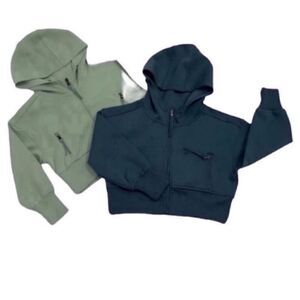 Girls Old Navy Crop Blue and Green Cropped Hoodie(Size XS 5)